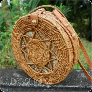 bali handmade circle handbag rattan grass hand woven unique design